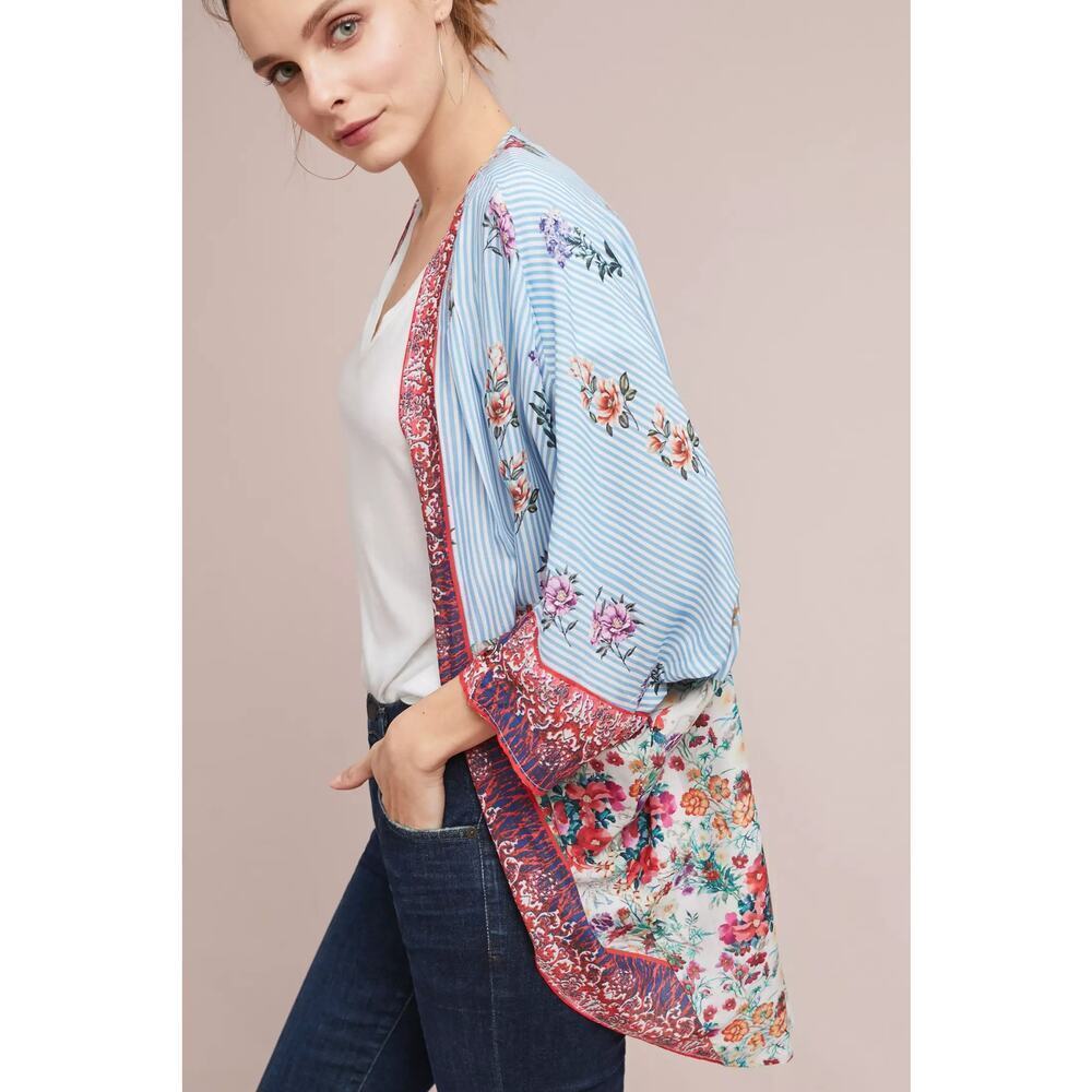 Feathers By Tolani Anthropologie Alma Floral Kimono Top Multicolor Womens OS NWT